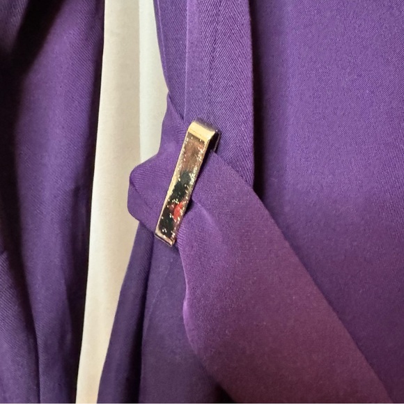Calvin Klein Classic Purple Belted Blazer Wrap Jacket Size 12 with Gold Hardware - Picture 3 of 10